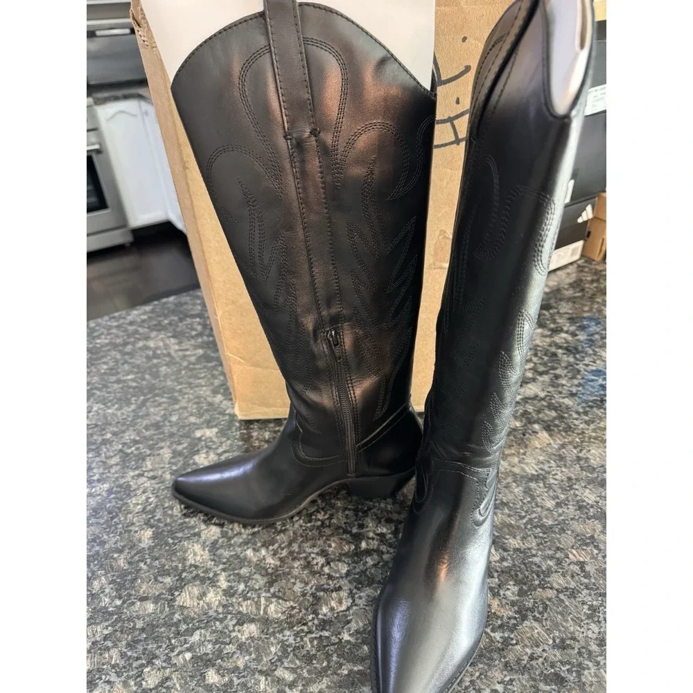 Matisse coconuts‎ Agency Black Cowgirl Boot Black Leather Size 7. NWB